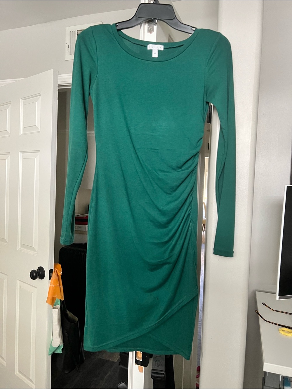 Ruched Long-Sleeve Dress